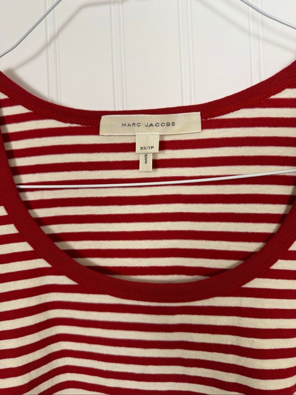 Marc Jacobs Striped Puff Long Sleeve Top Size XS Red White 100% Cotton - Picture 4 of 8
